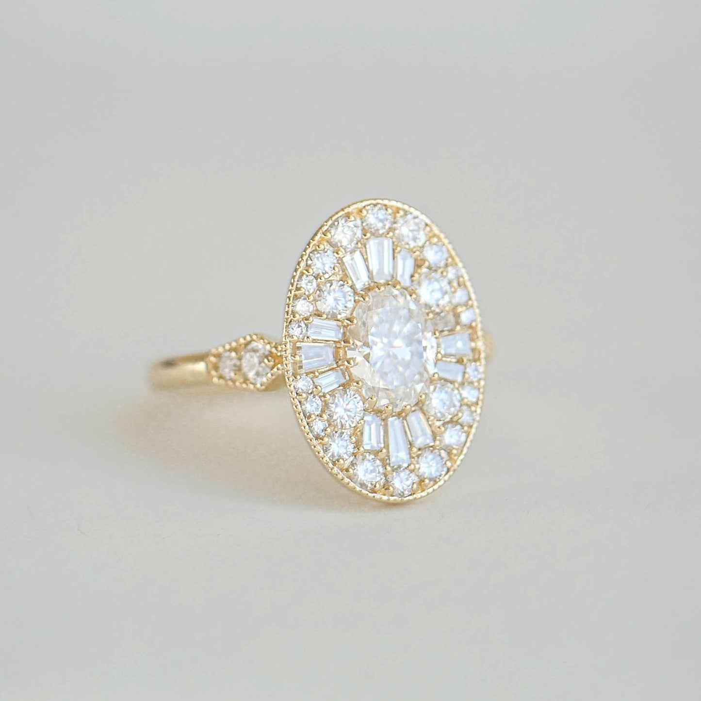 0.70 CT Oval cut CVD Diamond Ballerina Setting Engagement Ring
