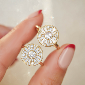0.40 CT Round Shape Ballerina CVD Diamond Engagement Ring
