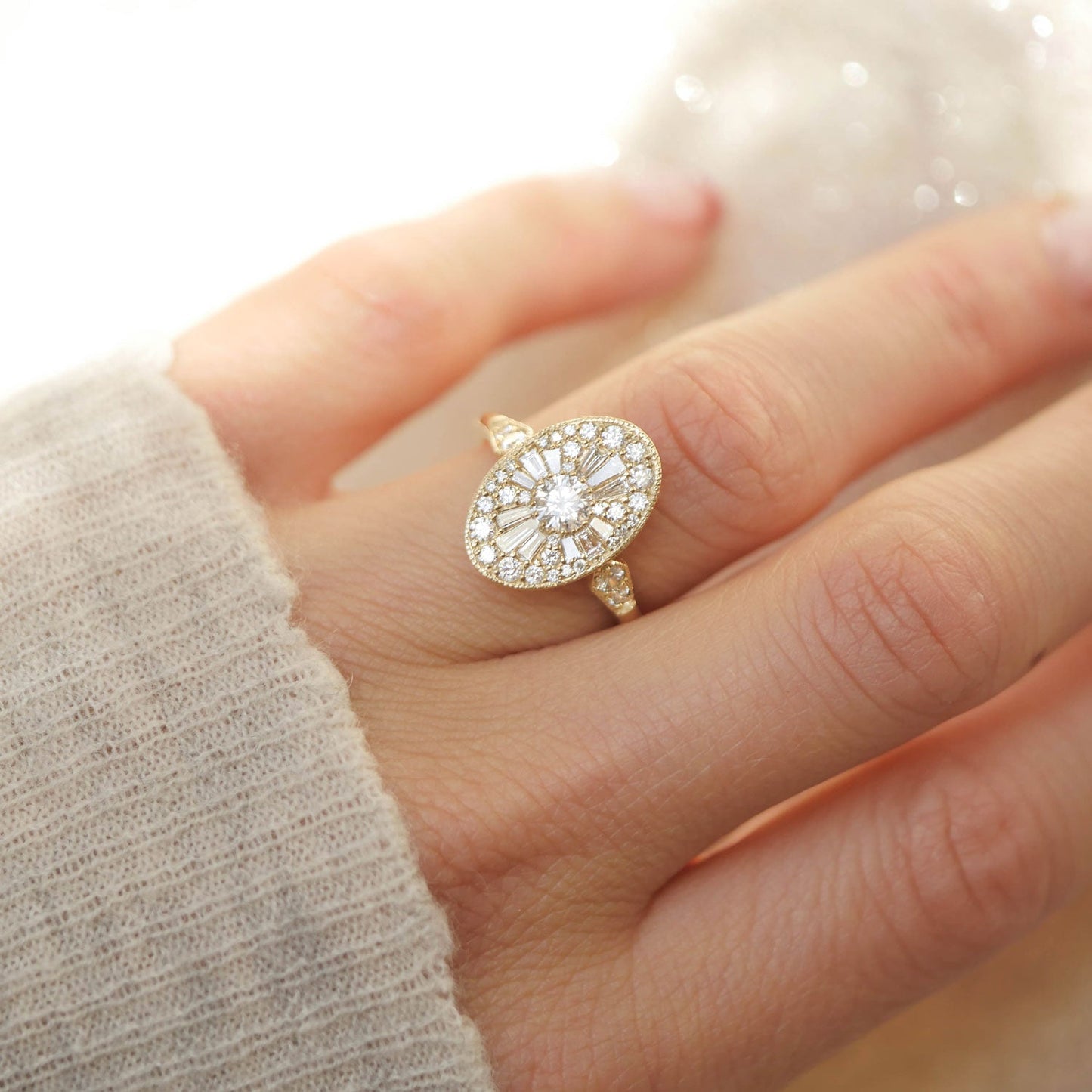 0.35 CT Round Shape Ballerina CVD Diamond Engagement  Ring