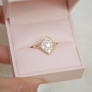 0.35 CT Round Shape CVD Diamond Vintage Setting Engagement Ring