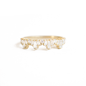 0.53 TCW Baguette and Round Cluster Eternity Wedding Band