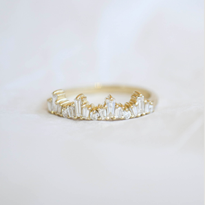 0.53 TCW Baguette and Round Cluster Eternity Wedding Band