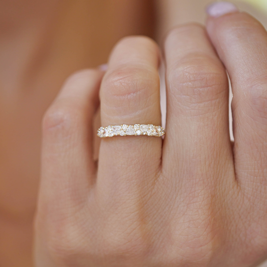 0.58 TCW Trillion and Round Eternity Wedding Band