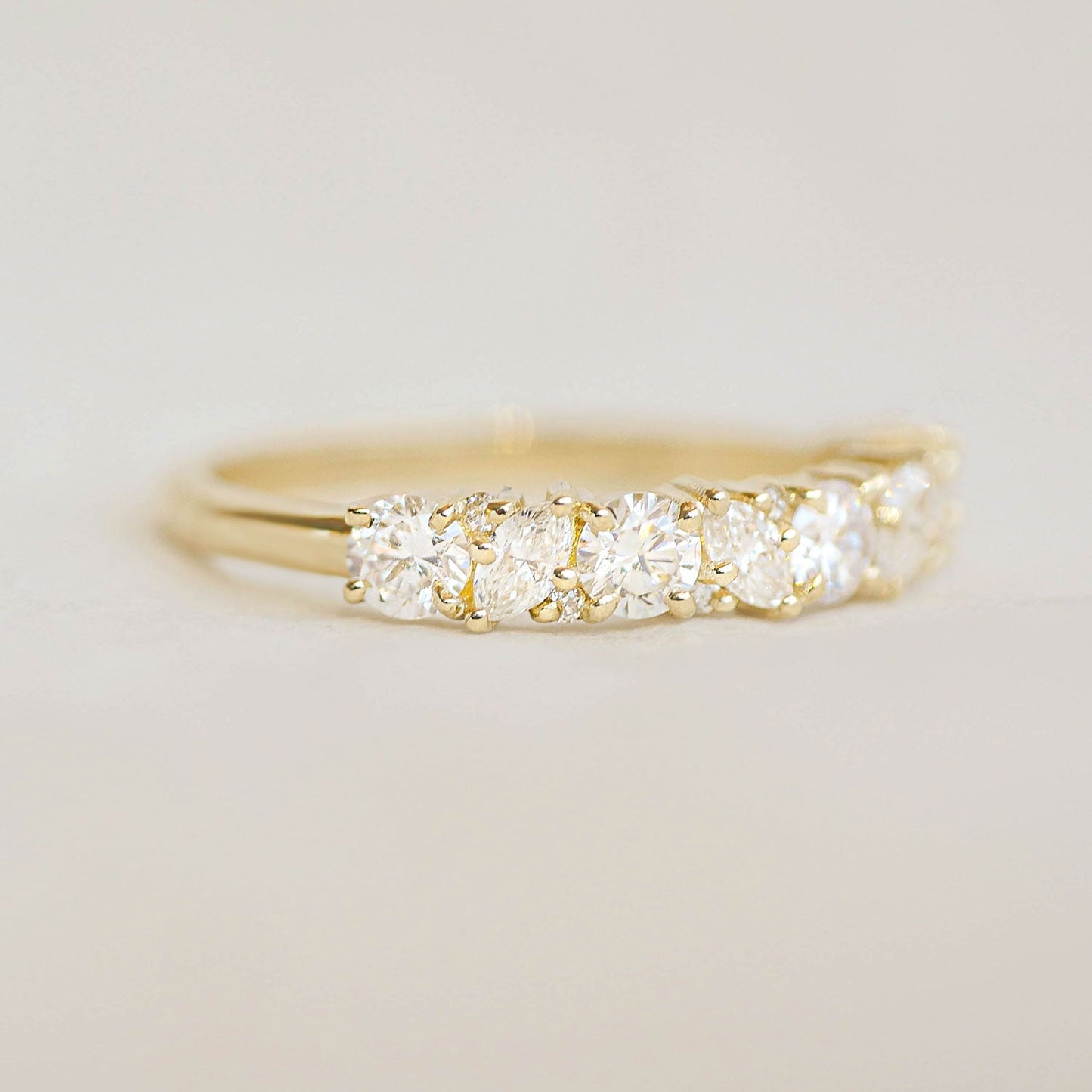 0.68 TCW Round & Marquise Half Eternity Wedding Band