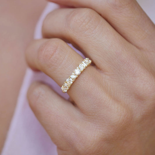 0.68 TCW Round & Marquise Half Eternity Wedding Band