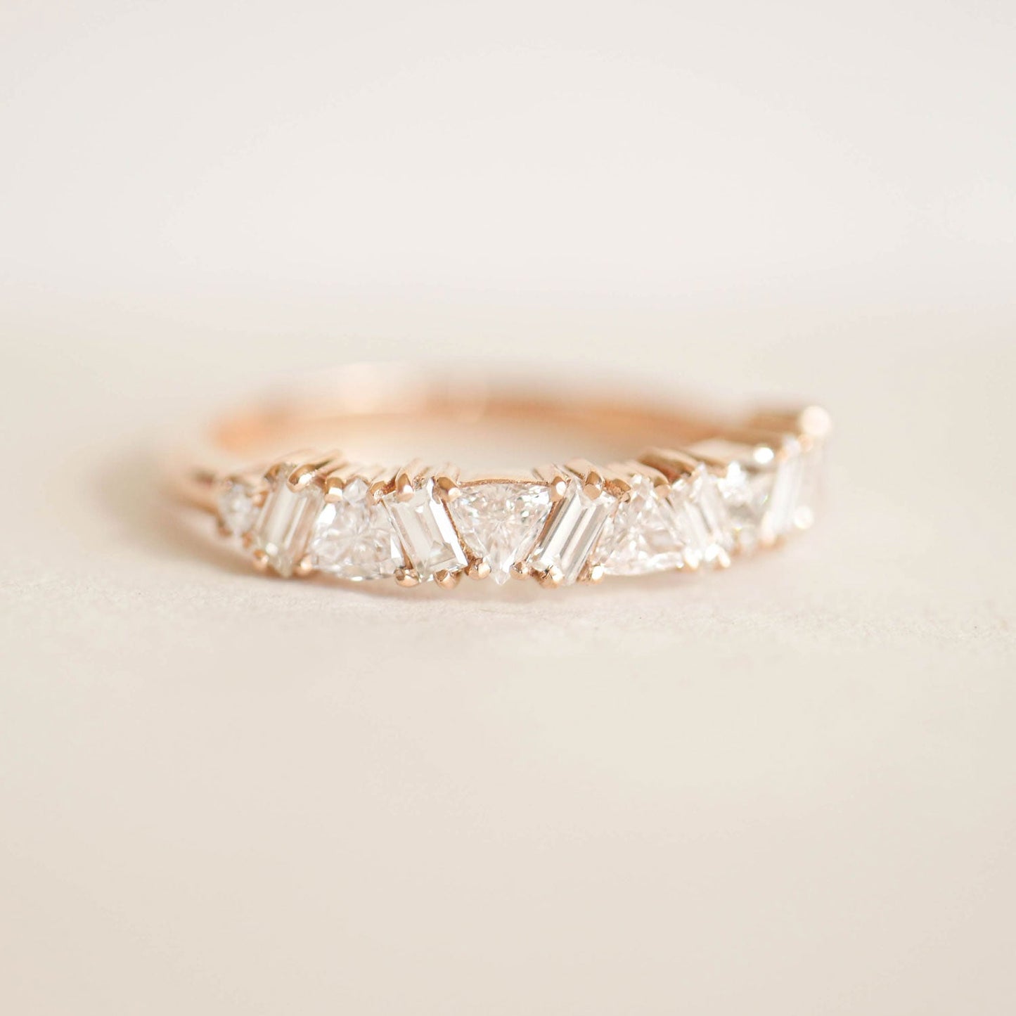 0.64 TCW Trillion Baguette and Round Cluster Wedding Band