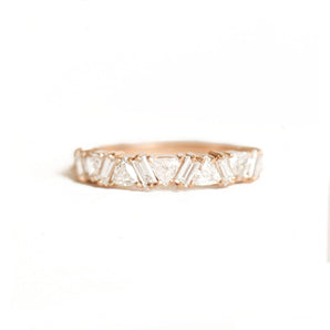 0.64 TCW Trillion Baguette and Round Cluster Wedding Band