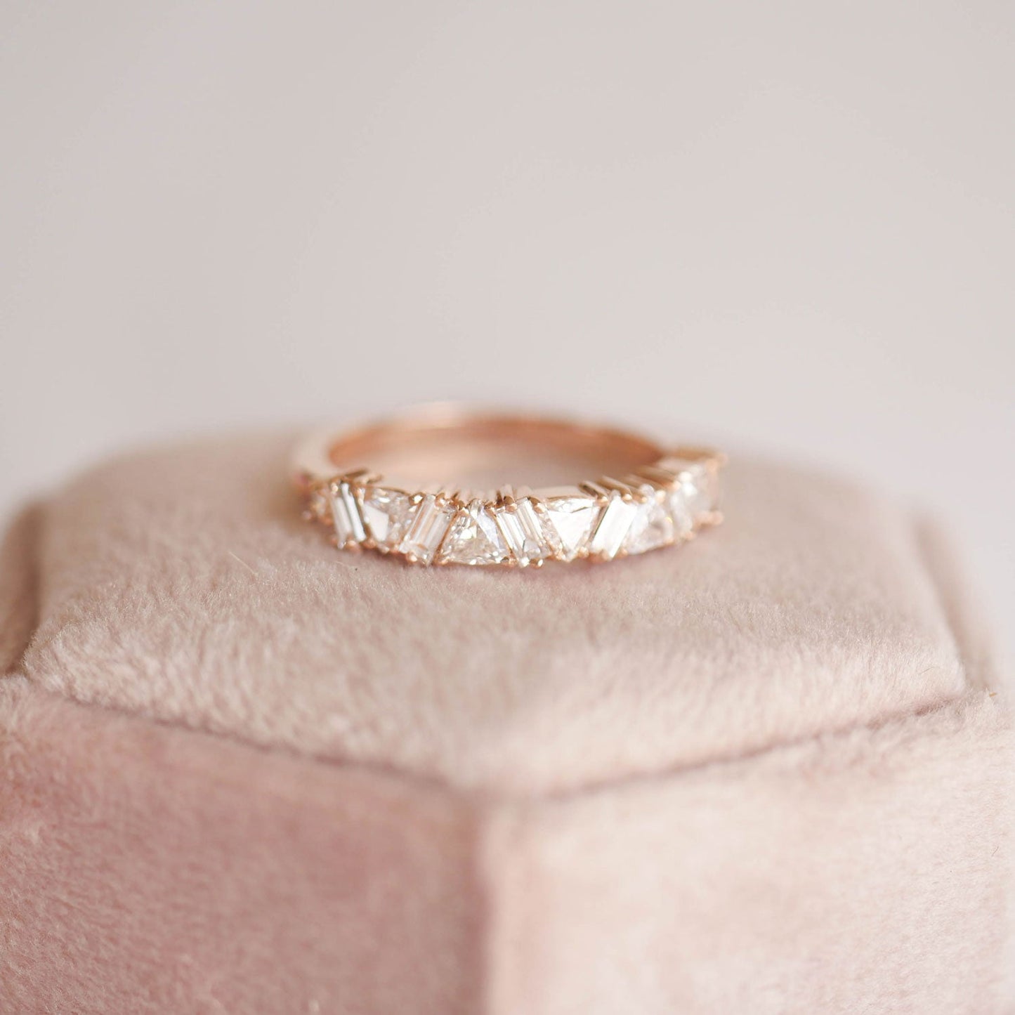 0.64 TCW Trillion Baguette and Round Cluster Wedding Band