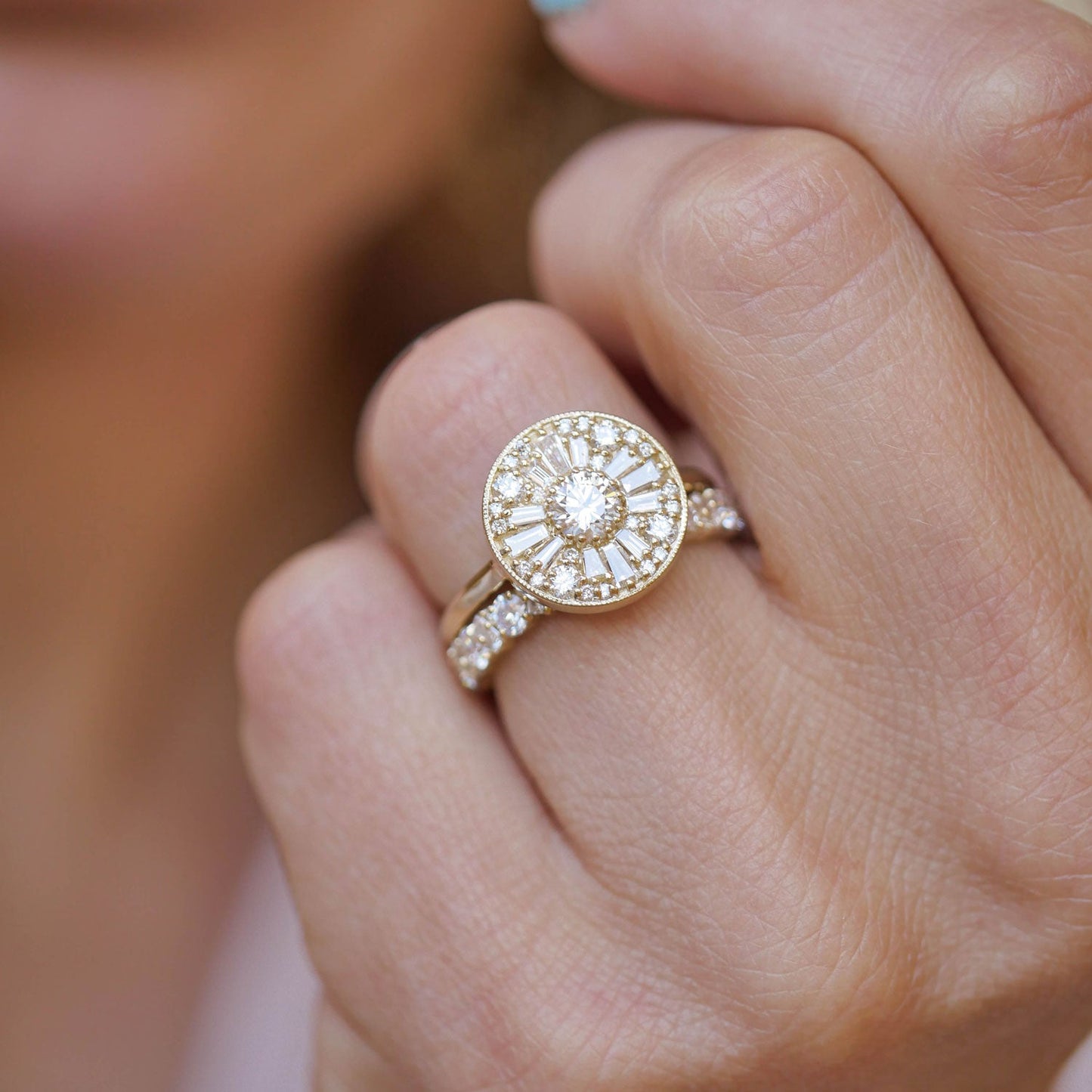 0.40 CT Round Shape Ballerina CVD Diamond Engagement Ring