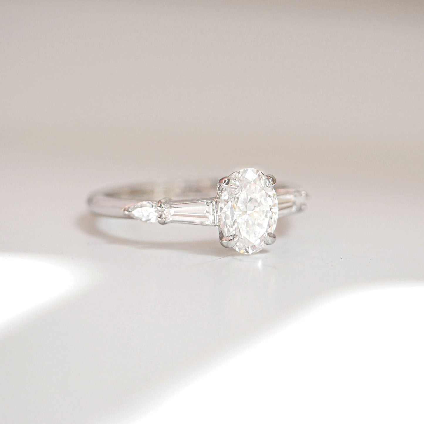 1.0 CT Oval Shape CVD Diamond Pave Setting Engagement Ring