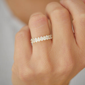 0.77 TCW Oval and Pear Eternity Wedding Band