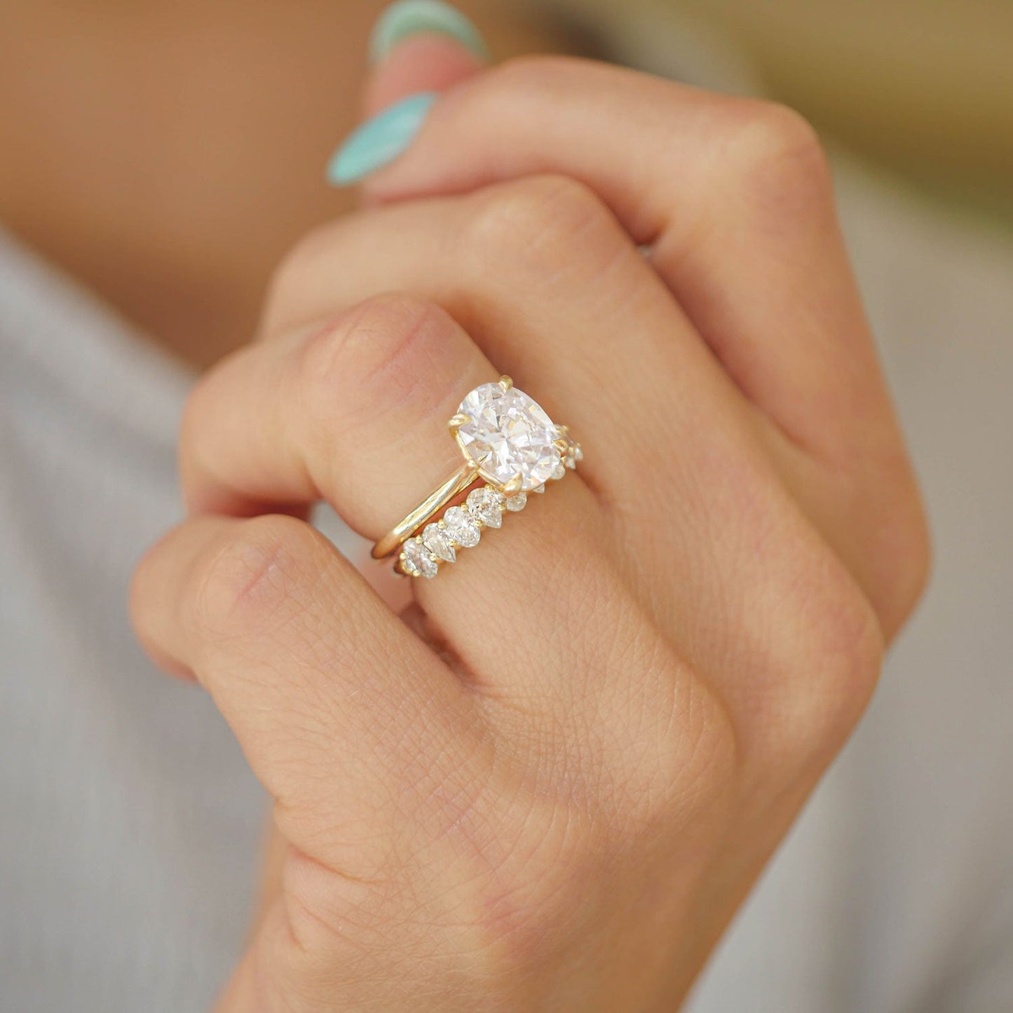 0.77 TCW Oval and Pear Eternity Wedding Band