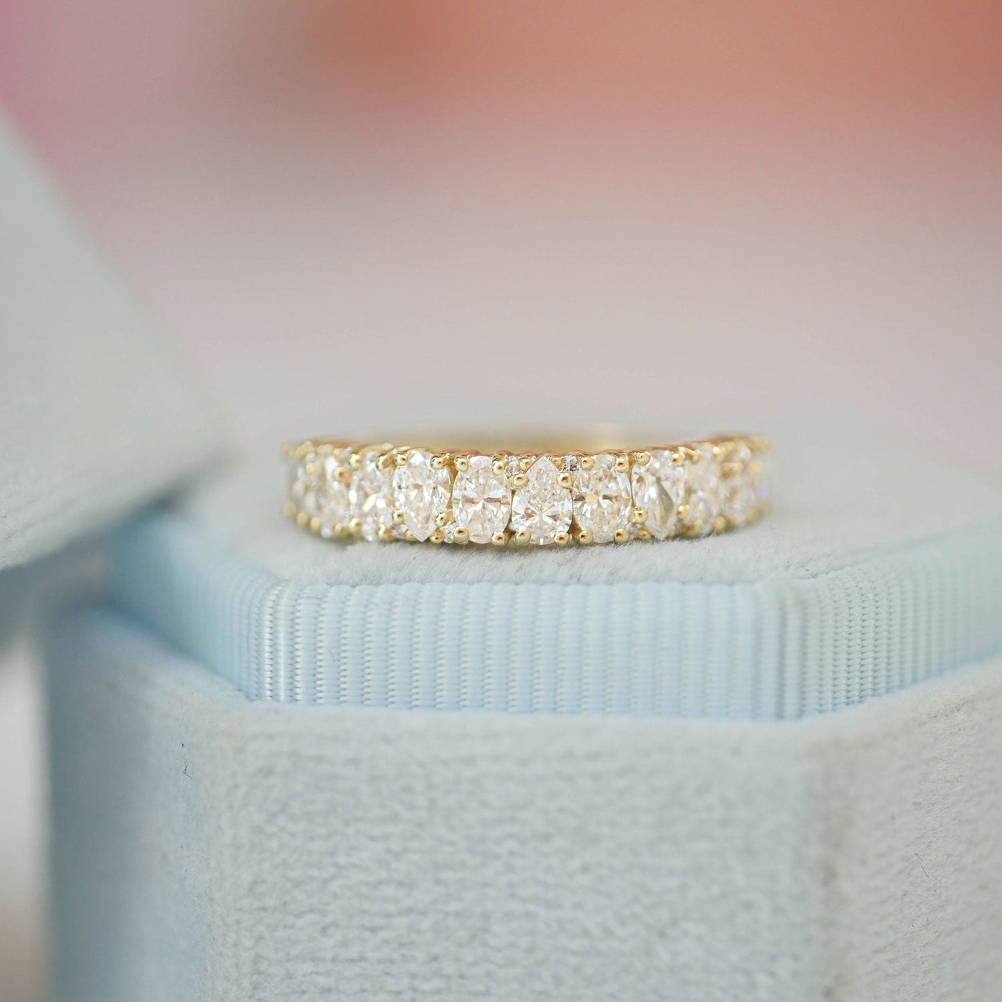 0.81 TCW Oval and Pear Eternity Wedding Band