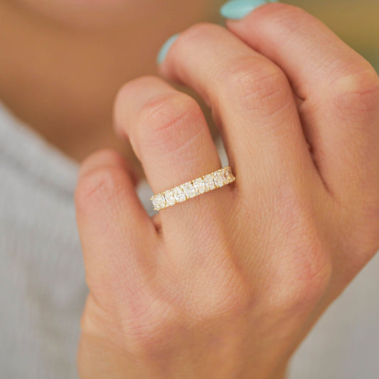 0.81 TCW Oval and Pear Eternity Wedding Band