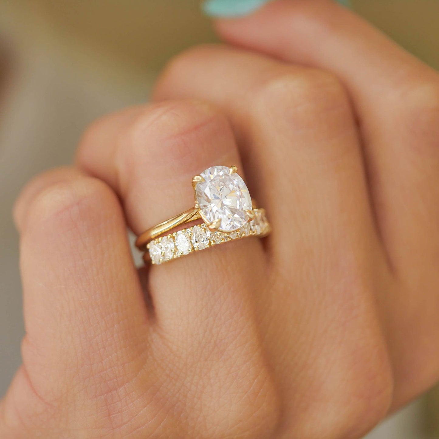 0.81 TCW Oval and Pear Eternity Wedding Band