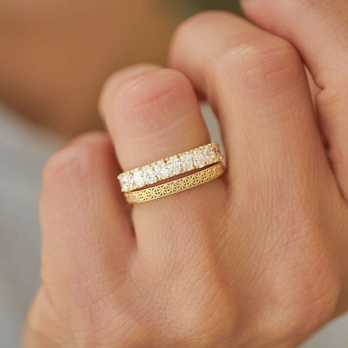 0.81 TCW Oval and Pear Eternity Wedding Band