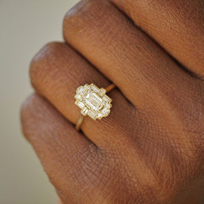 0.80 CT Emerald Shape Art Deco CVD Diamond Engagement Ring