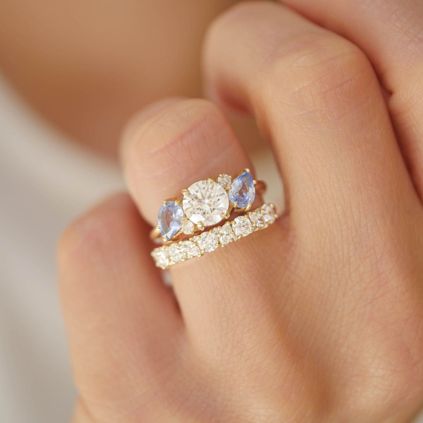 0.68 TCW Round & Marquise Half Eternity Wedding Band