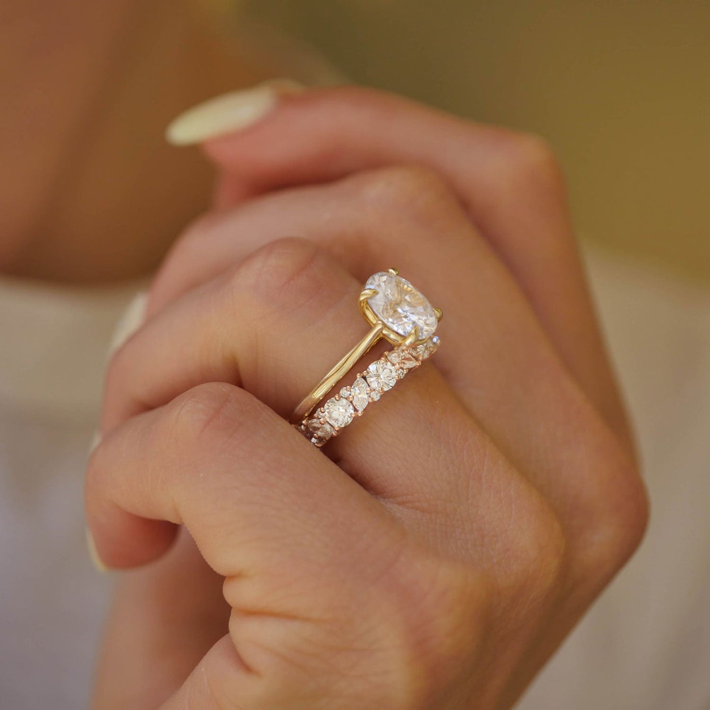 1.08 TCW Marquise and Round cluster Wedding Band