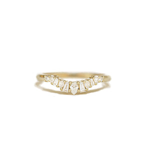 0.26 TCW Baguette Pear and Round cluster Wedding Band