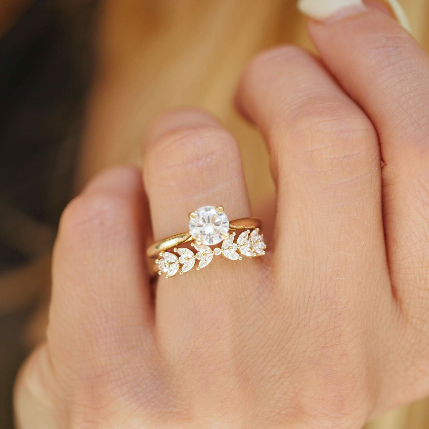 0.51 TCW Round & Marquise cluster Wedding Band