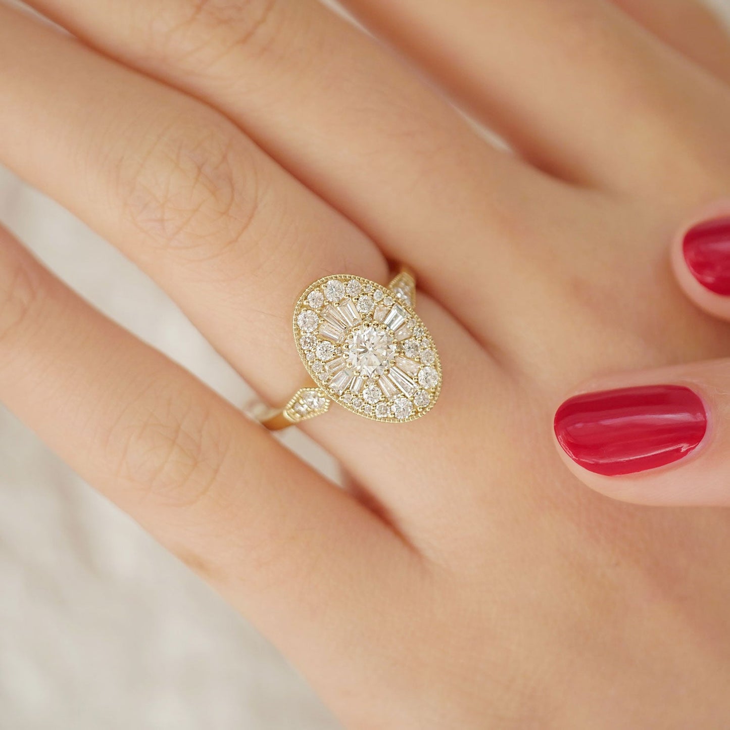 0.35 CT Round Shape Ballerina CVD Diamond Engagement  Ring