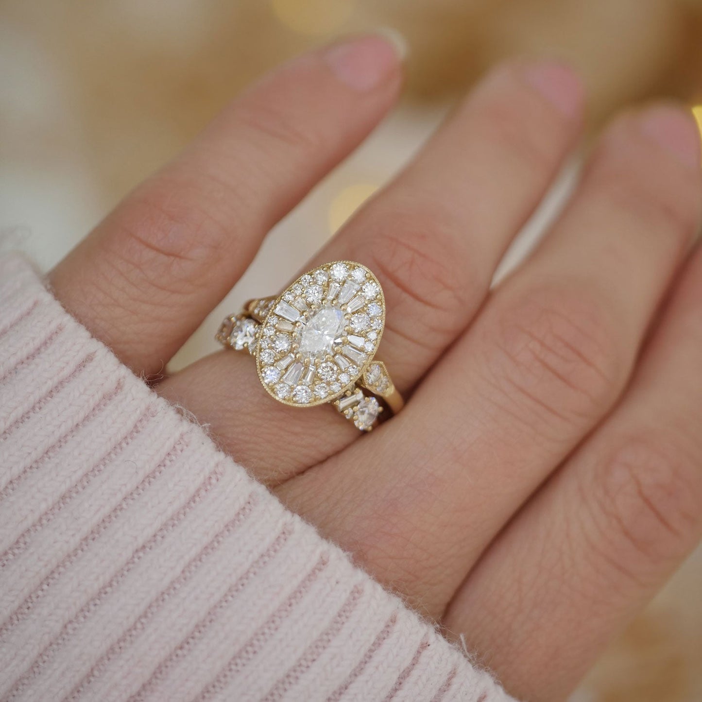 0.70 CT Oval cut CVD Diamond Ballerina Setting Engagement Ring