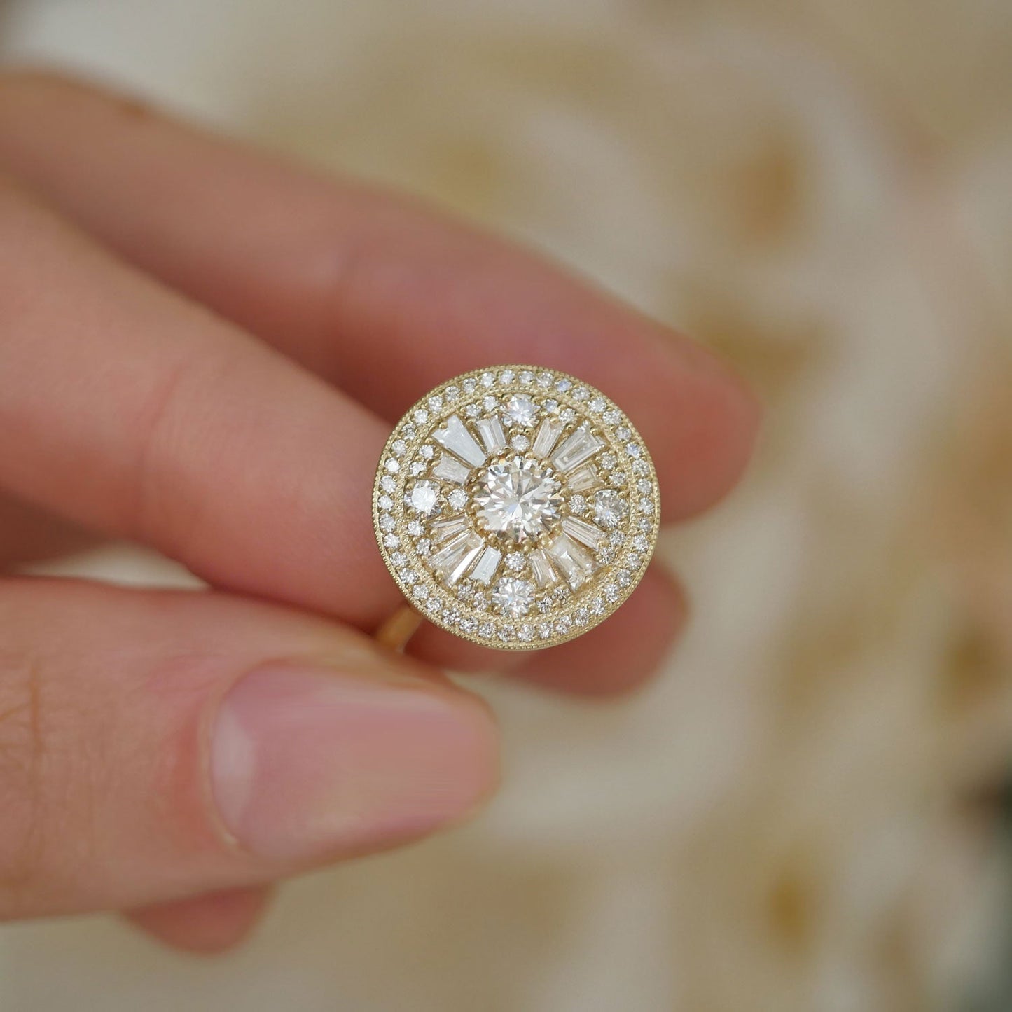 0.35 CT Round Shape CVD Diamond Halo Engagement Ring