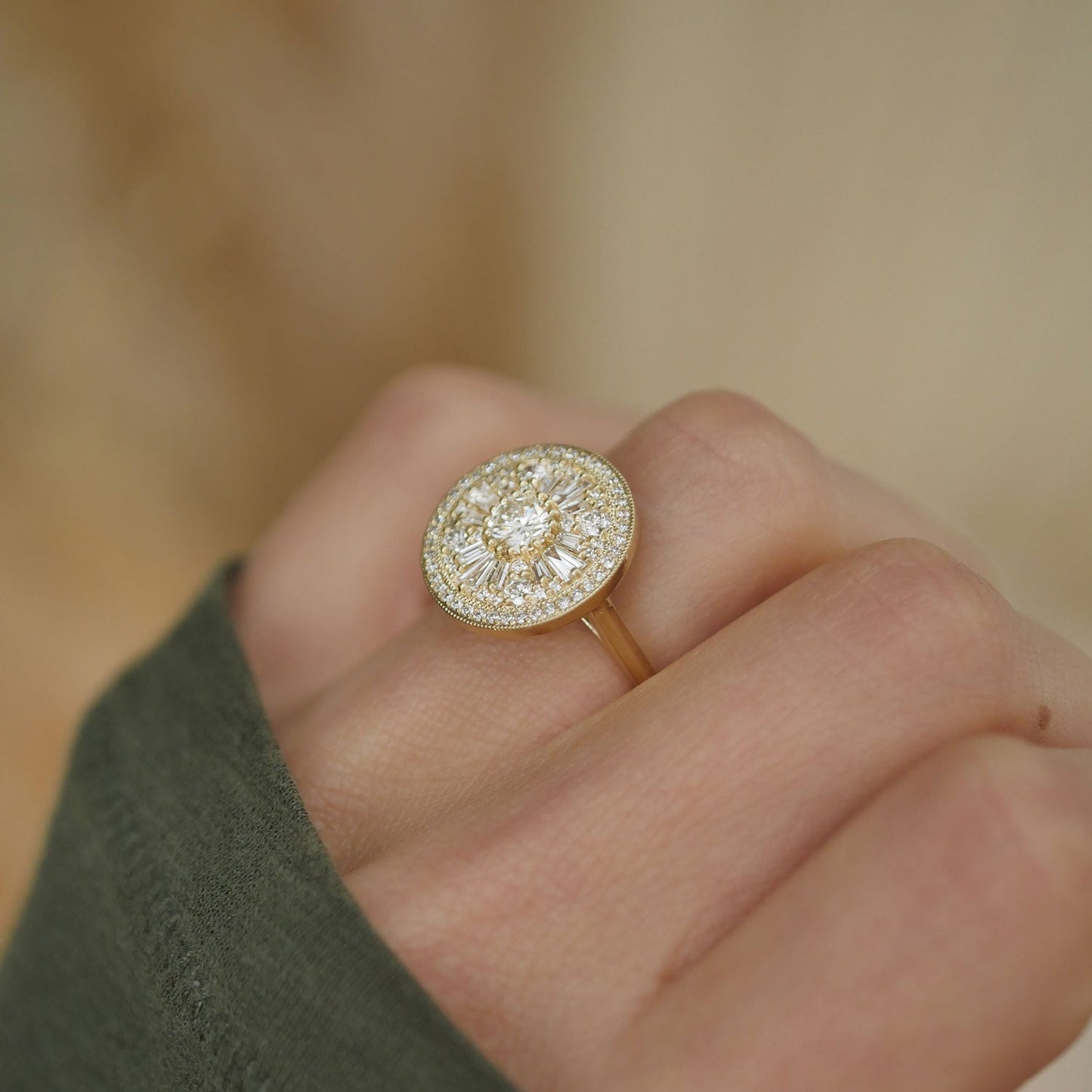 0.35 CT Round Shape CVD Diamond Halo Engagement Ring