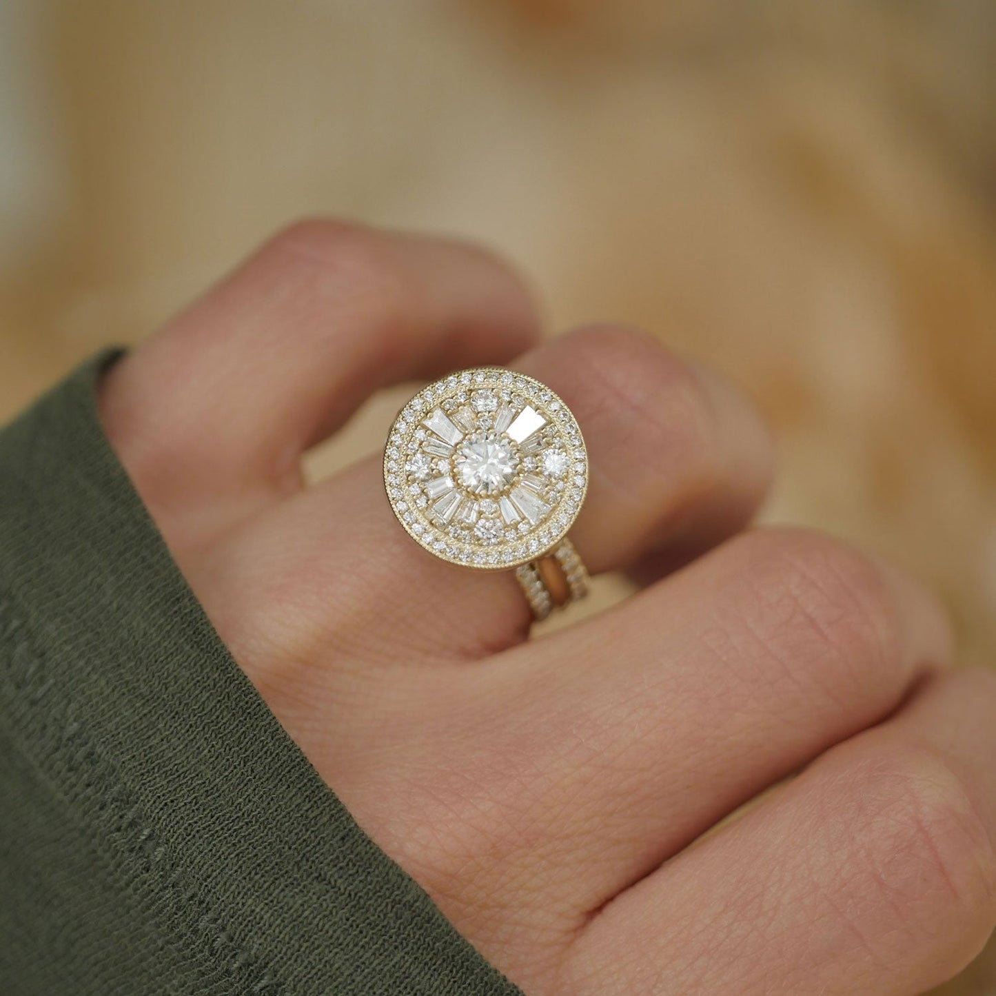 0.35 CT Round Shape CVD Diamond Halo Engagement Ring