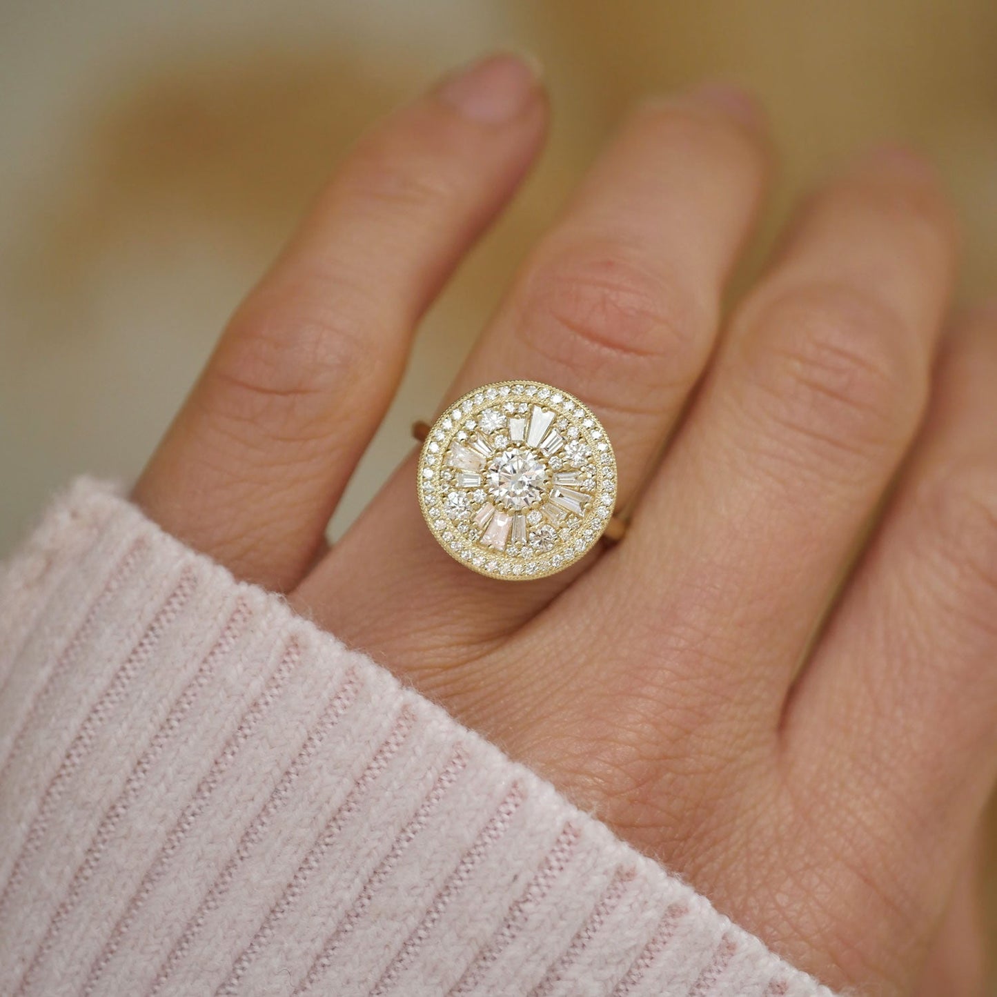 0.35 CT Round Shape CVD Diamond Halo Engagement Ring