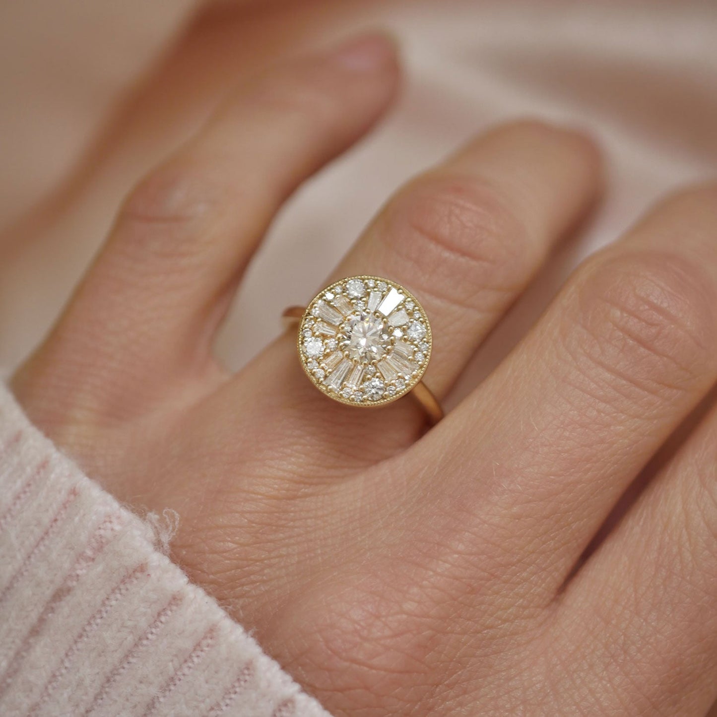 0.40 CT Round Shape Ballerina CVD Diamond Engagement Ring