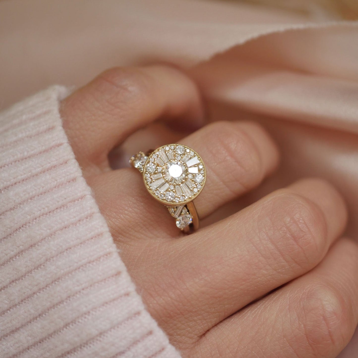0.40 CT Round Shape Ballerina CVD Diamond Engagement Ring
