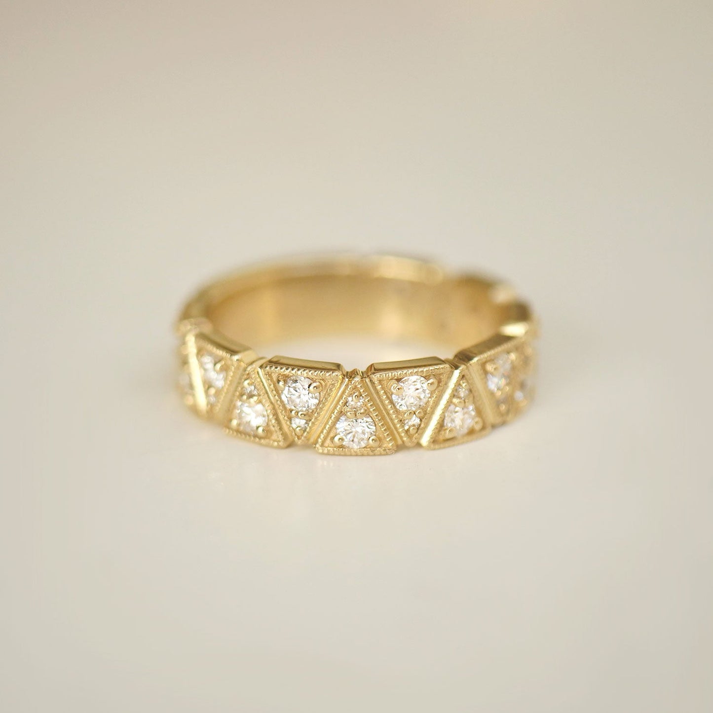 0.64TCW Round Lab grown triangle Wedding Band