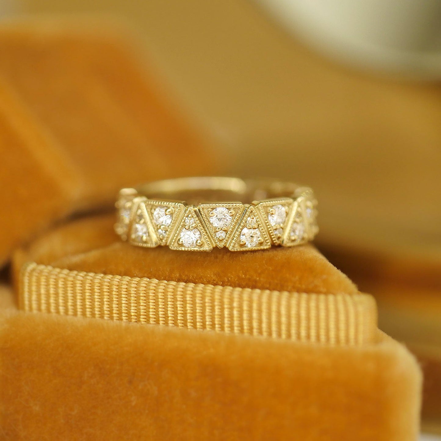 0.64TCW Round Lab grown triangle Wedding Band