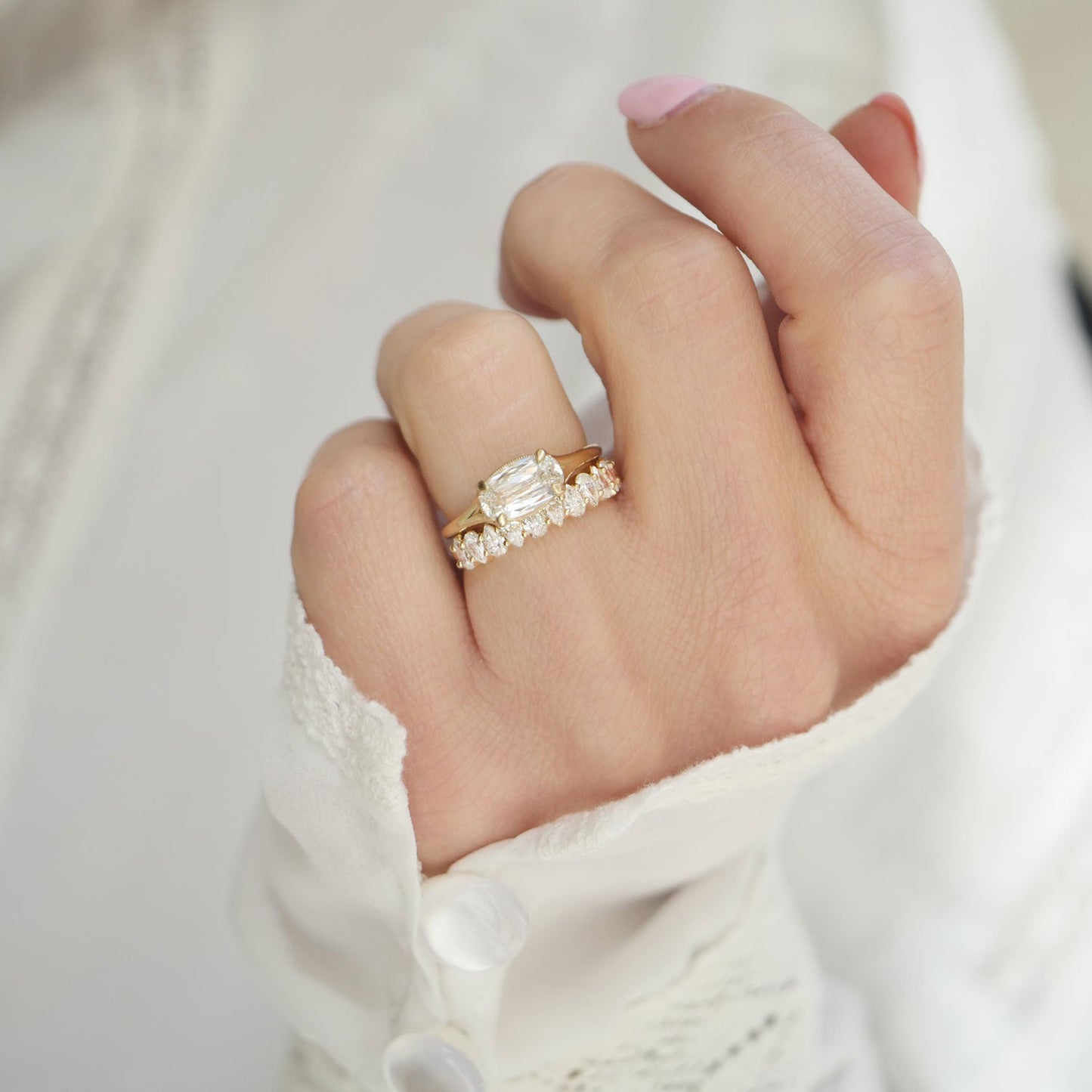 1.1 TCW Pear Eternity setting Wedding Band
