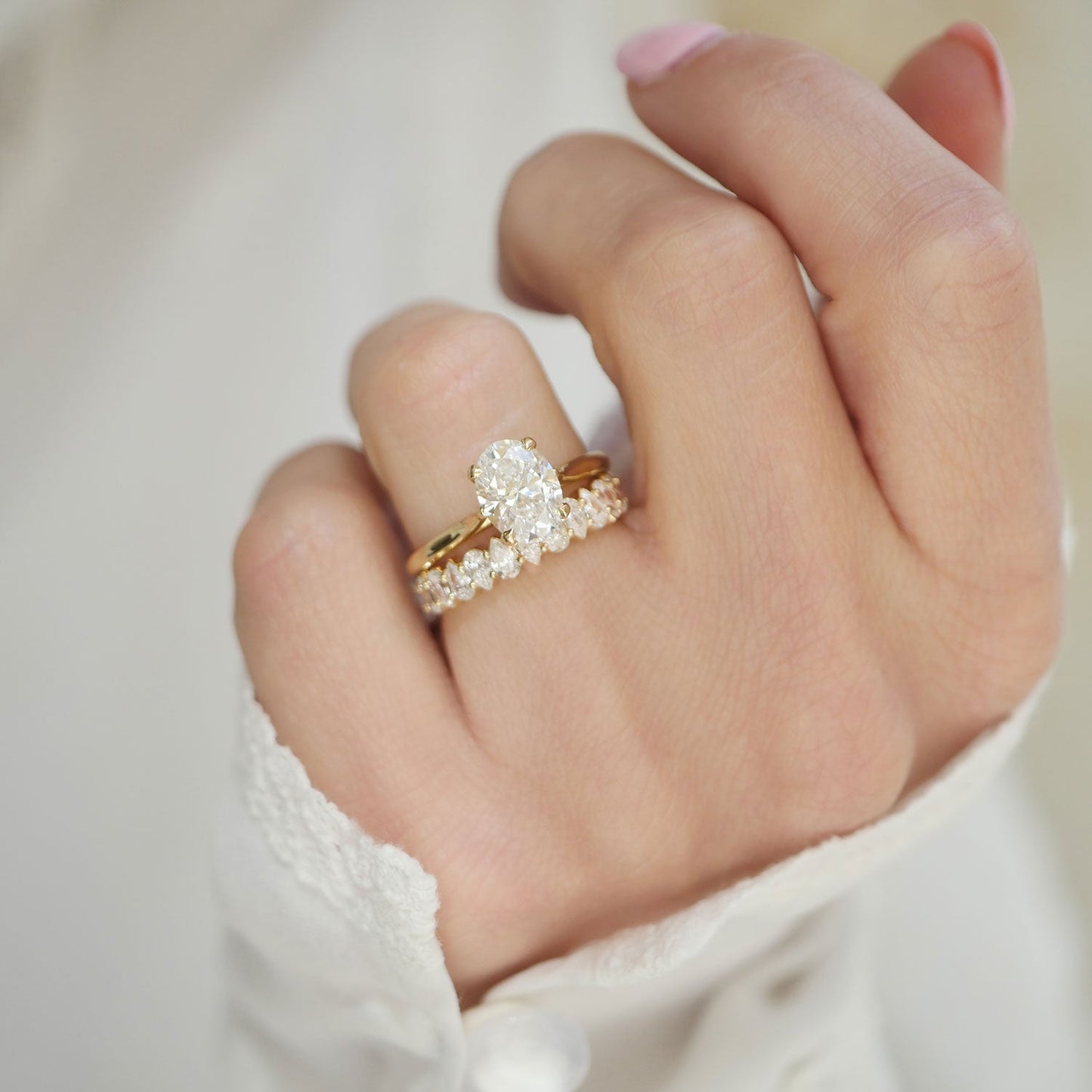 1.1 TCW Pear Eternity setting Wedding Band