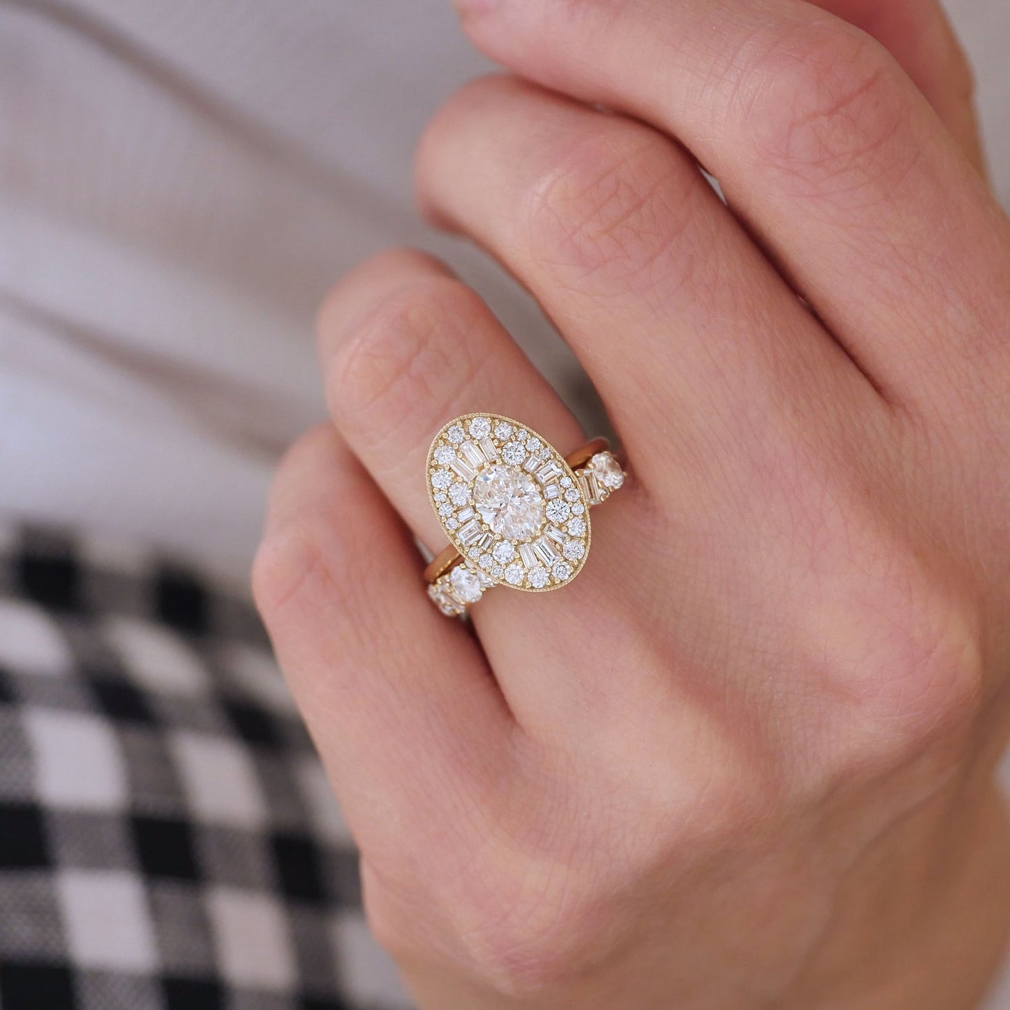 0.70 CT Oval cut CVD Diamond Ballerina Setting Engagement Ring