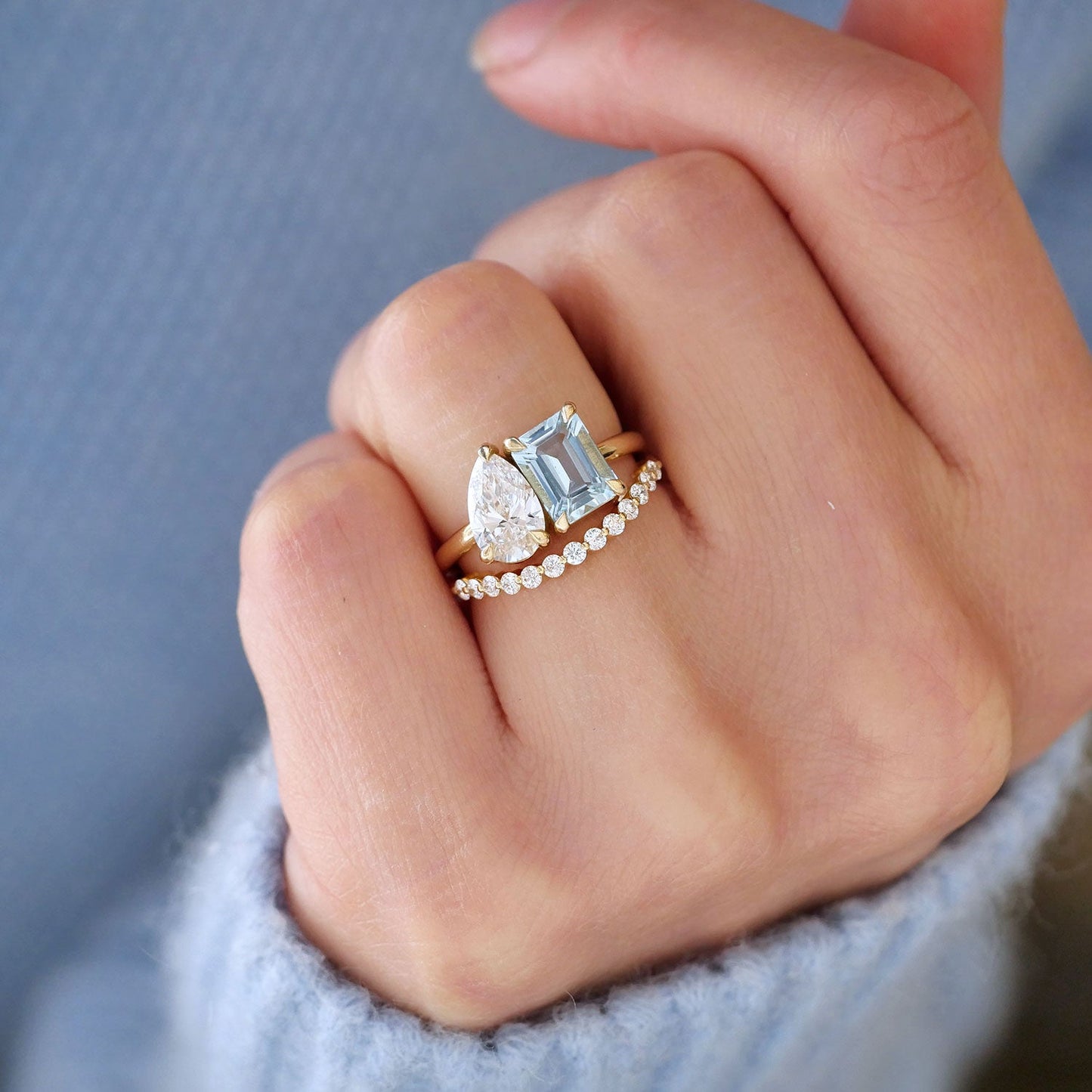 0.28 TCW Round Lab Grown Curved setting Wedding Band