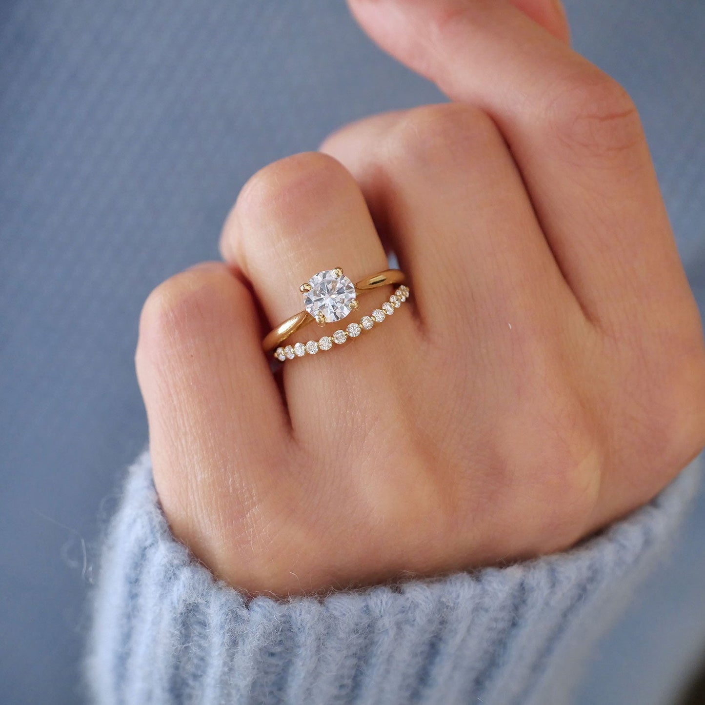 0.28 TCW Round Lab Grown Curved setting Wedding Band