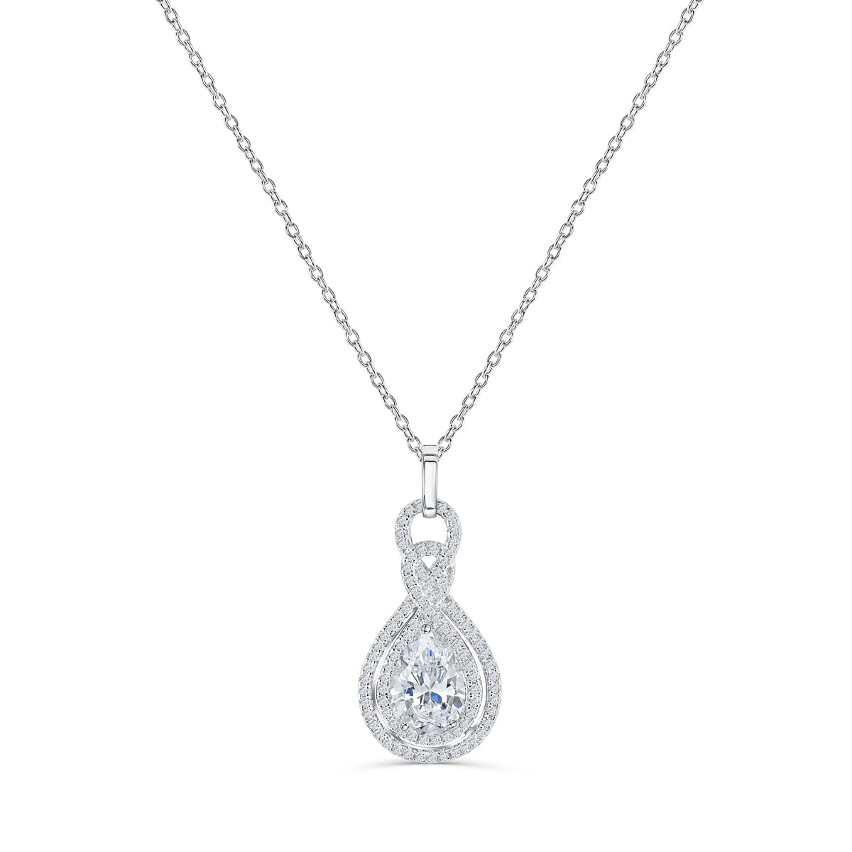 Harper-2.0 Carats Pear Moissanite Double Halo Necklace