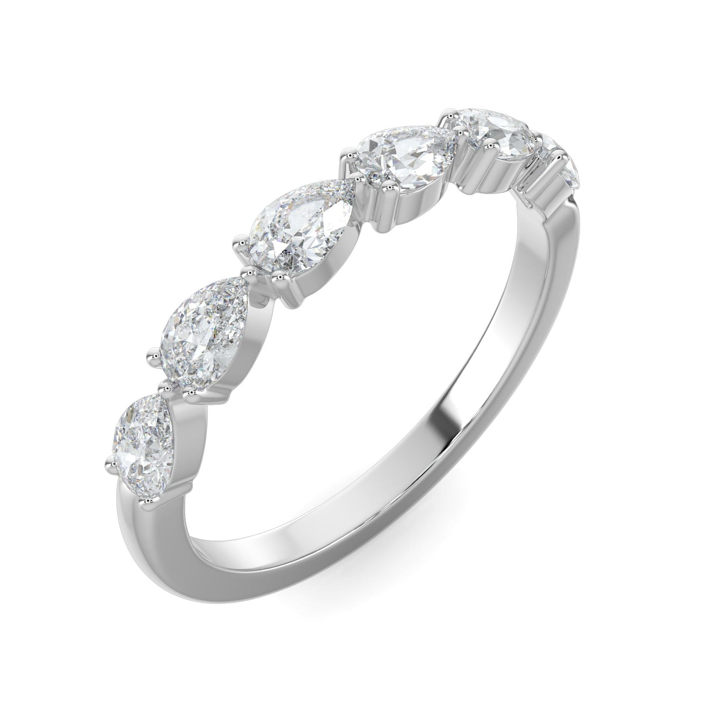 Alice-0.25 TCW Pear Moissanite Half Eternity Wedding Band