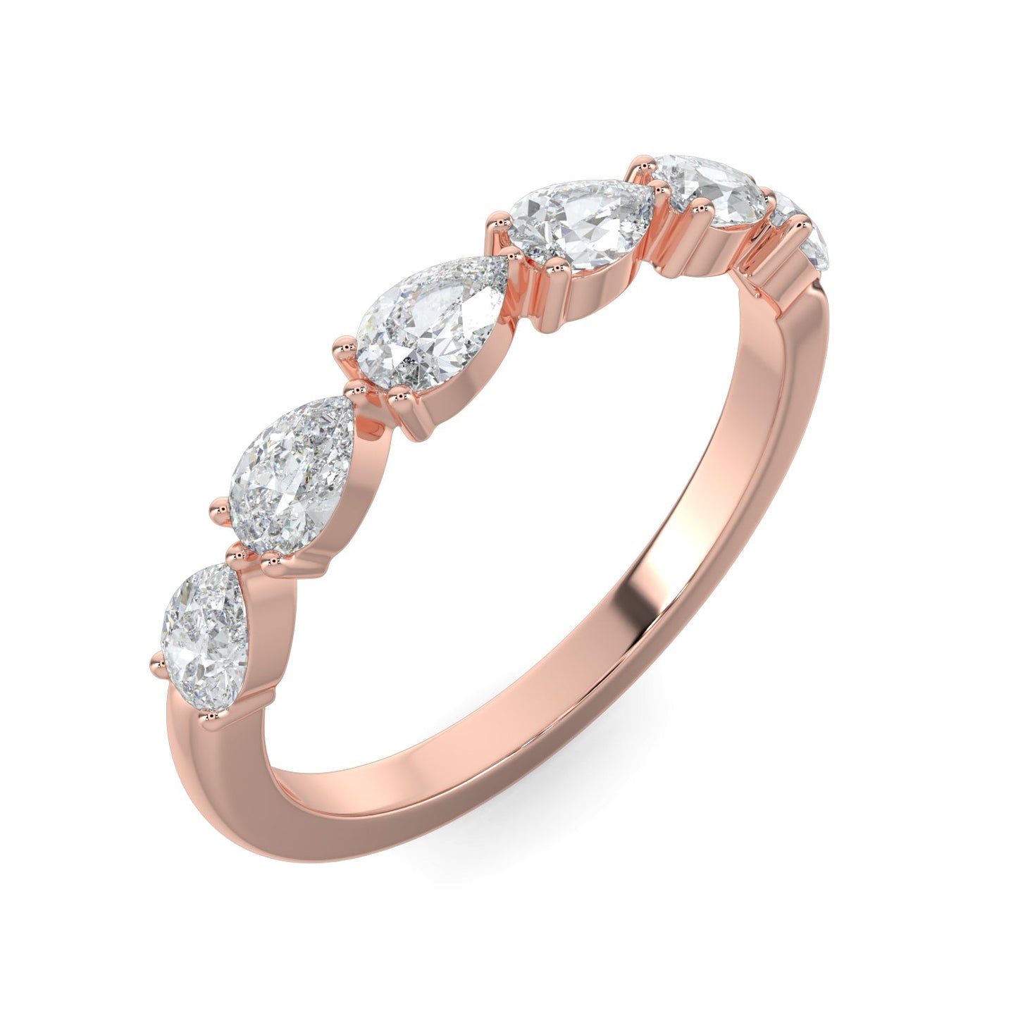 Alice-0.25 TCW Pear Moissanite Half Eternity Wedding Band