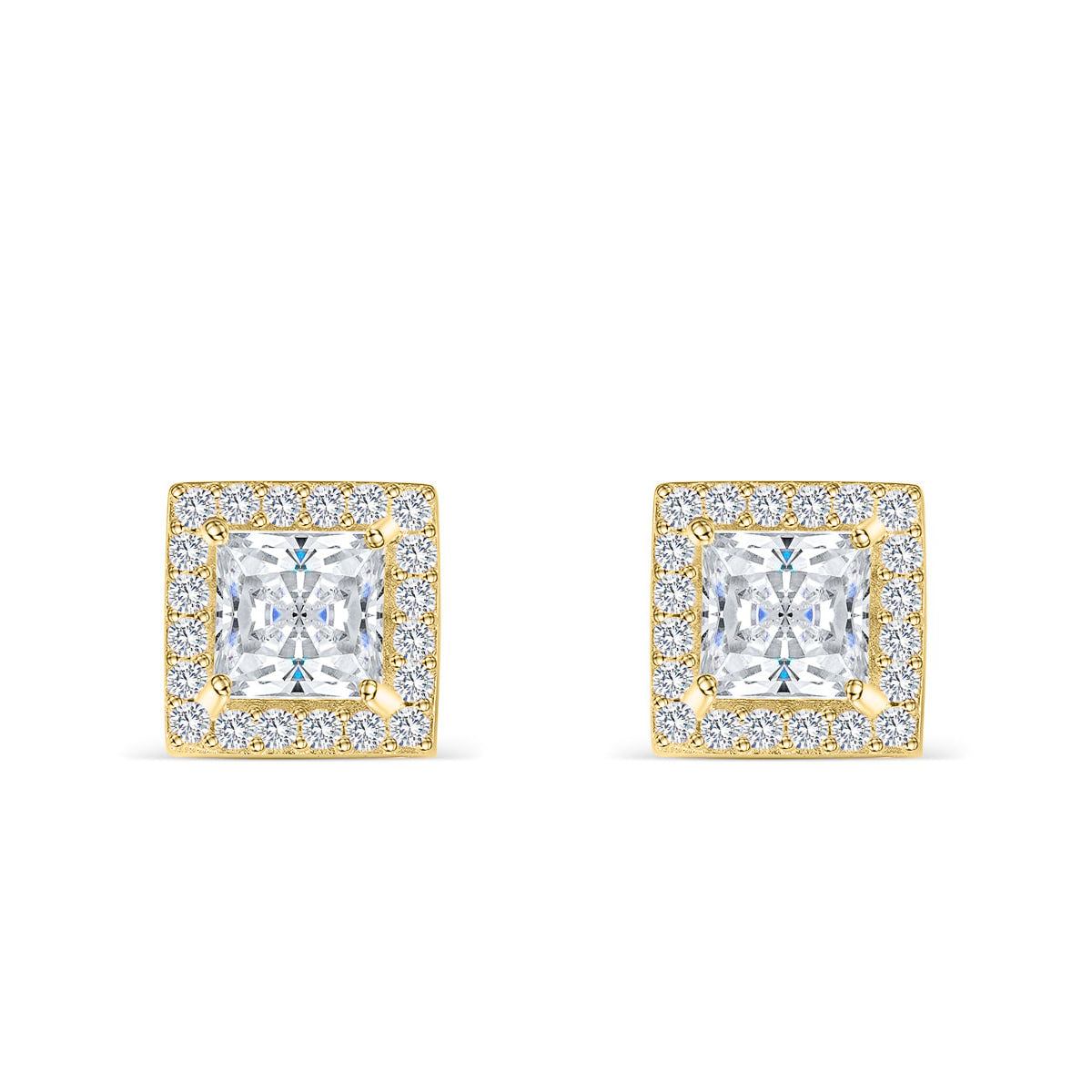 Aurora- 1.0 CT Princess Moissanite Halo Stud Earrings