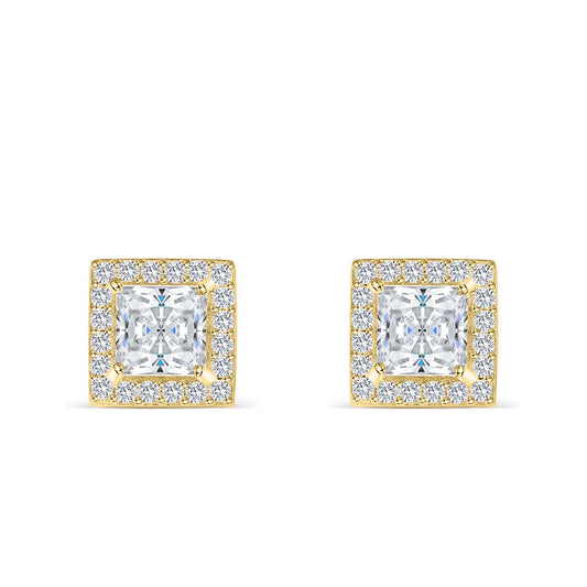 Aurora- 1.0 CT Princess Moissanite Halo Stud Earrings