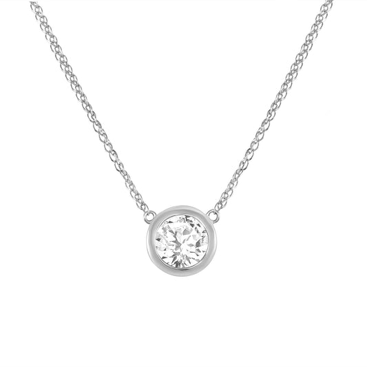 Penelope-1.0 Carats Round Moissanite Bezel Necklace