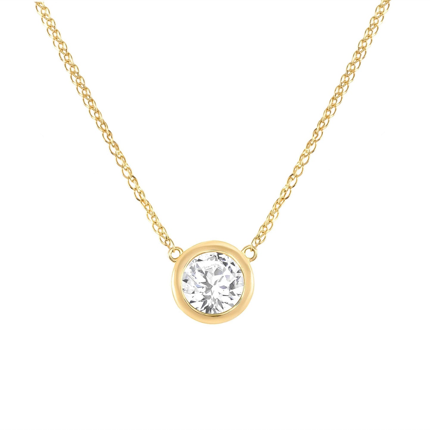 Penelope-1.0 Carats Round Moissanite Bezel Necklace