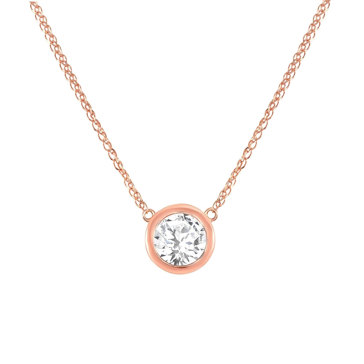 Penelope-1.0 Carats Round Moissanite Bezel Necklace