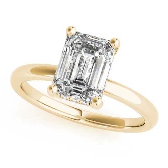 Angelina-1.75 Carats Emerald Moissanite Hidden Halo Engagement Ring