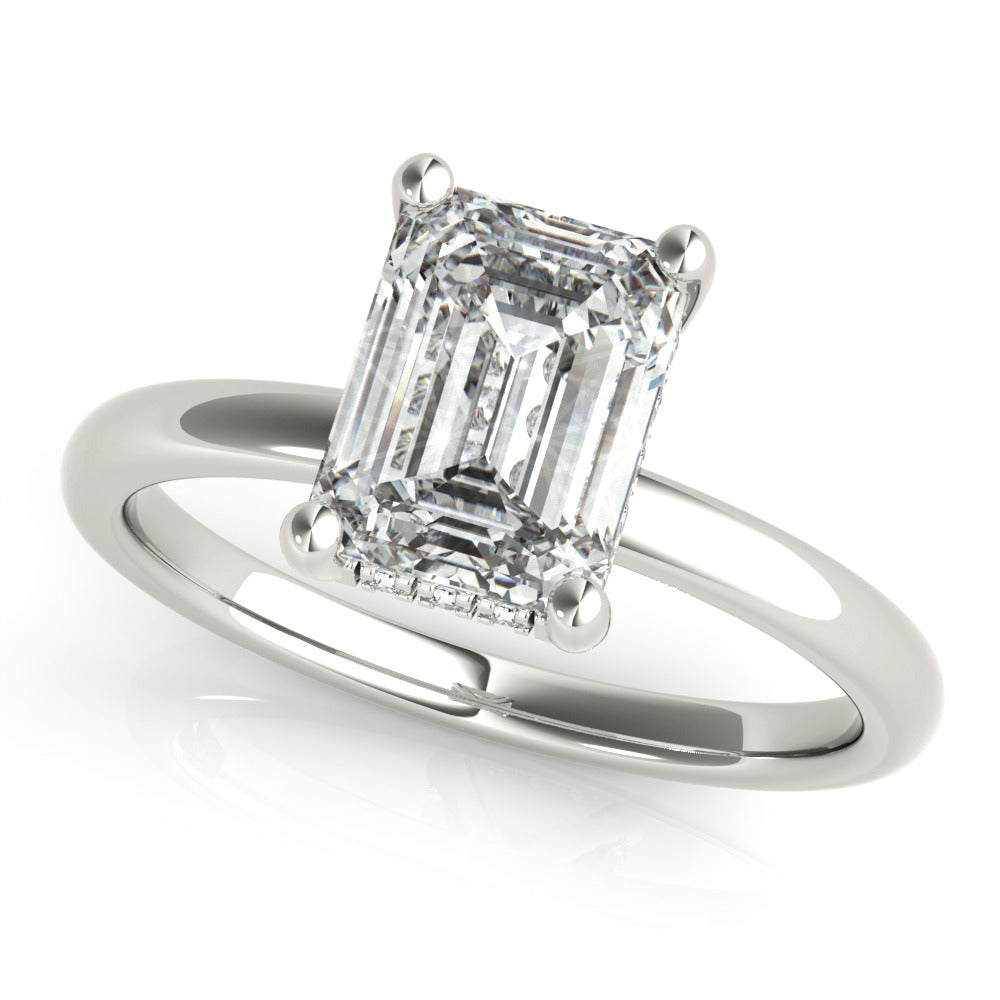 Angelina-1.75 Carats Emerald Moissanite Hidden Halo Engagement Ring